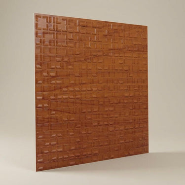 Natural Cherry Wood - Greek Geometric - Brown, Wooden - Decorative Ceiling Panel - 2 ft x 2 ft