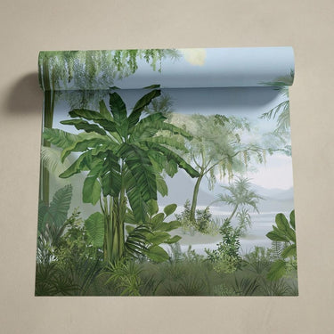 Tropical Retreat Blue, Tropical Realm, Wallpaper, 54  sft