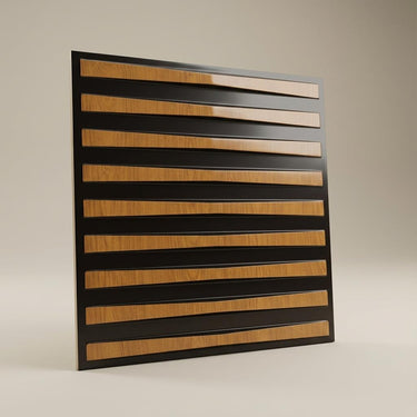 Brushed Antique Teakwood - Greek Geometric - Brown, Bronze - Decorative Ceiling Panel - 2 ft x 2 ft