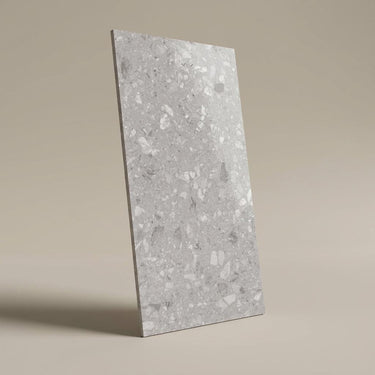 Venetian Fine Sterling, Light Grey, Terrazzo, Tiles - Vitrified - Full Body, 4 x 2 ft, 9 mm