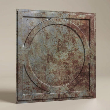 Silver Old Town Tin - Greek Geometric - Silver, Grey - Decorative Ceiling Panel - 2 ft x 2 ft