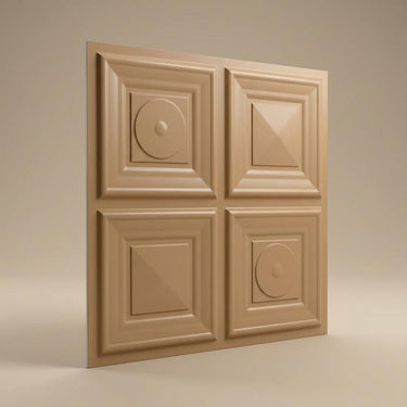 Natural Brown Candy - Greek Geometric - Brown - Decorative Ceiling Panel - 2 ft x 2 ft