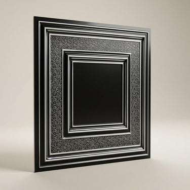 Antique Silver Luxurious - Greek Geometric - Silver, Grey - Decorative Ceiling Panel - 2 ft x 2 ft