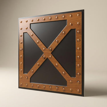 Weathered Antique Teakwood - Greek Geometric - Brown, Bronze - Decorative Ceiling Panel - 2 ft x 2 ft