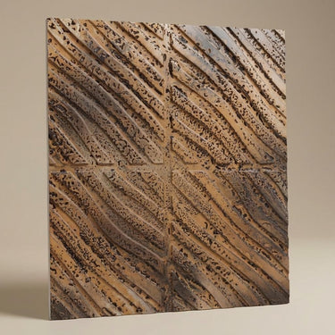 Gothic Stained Metal - Greek Geometric - Copper, Bronze - Decorative Ceiling Panel - 2 ft x 2 ft