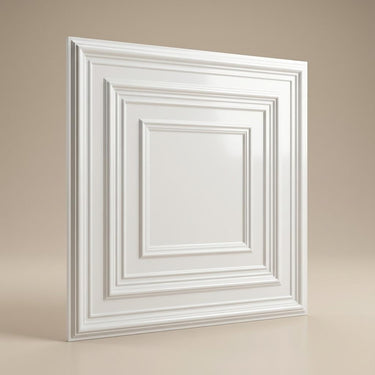 Clear Paintable - Greek Geometric - White - Decorative Ceiling Panel - 2 ft x 2 ft