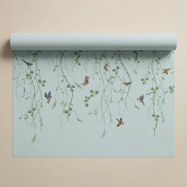 Floating Leaves- Blue, Botanical Tales, Wallpaper, 54  sft