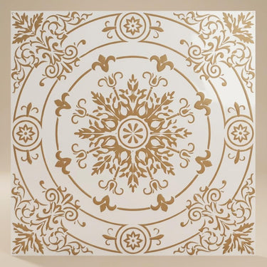 Classic Antique White - Baali Botanical - White, Beige - Decorative Ceiling Panel - 2 ft x 2 ft