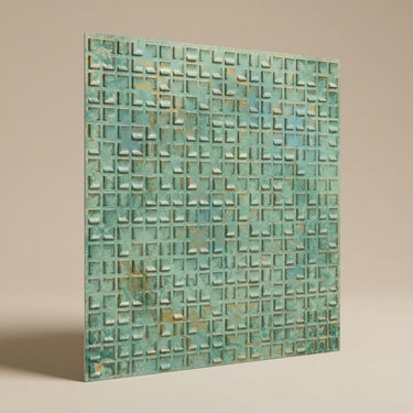 Vintage Tin Loft - Greek Geometric - Blue, Silver - Decorative Ceiling Panel - 2 ft x 2 ft