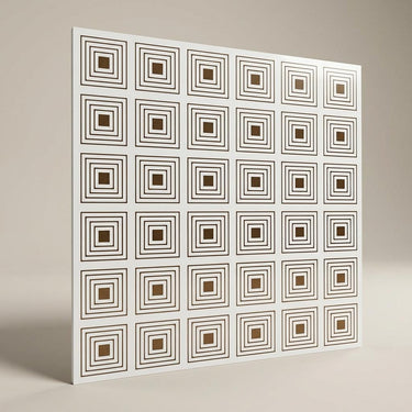 Polished Antique White - Greek Geometric - White, Beige - Decorative Ceiling Panel - 2 ft x 2 ft
