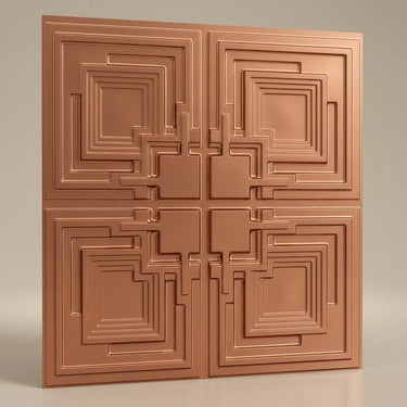 Matte Copper - Greek Geometric - Copper - Decorative Ceiling Panel - 2 ft x 2 ft