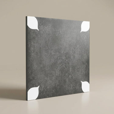 Chettinad Pearl Petal, Dark Grey, Athangudi, Tiles - Vitrified - Full Body, 1 x 1 ft, 9 mm