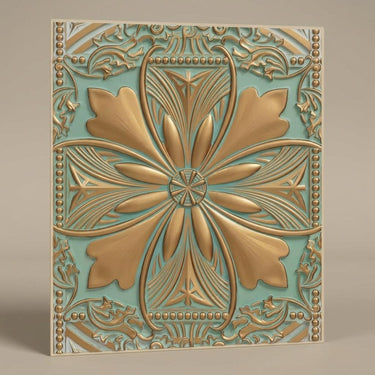 Imagine Arabian Green - Baali Botanical - Green, Gold - Decorative Ceiling Panel - 2 ft x 2 ft