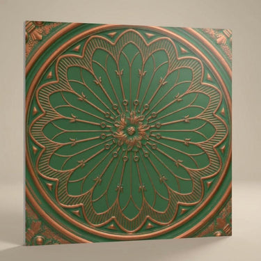 Heritage Patina Deep And Dark - Baali Botanical - Green, Black - Decorative Ceiling Panel - 2 ft x 2 ft