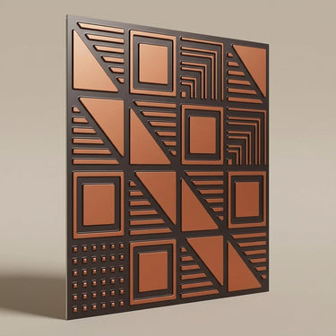Antique Copper Glint - Greek Geometric - Copper, Bronze - Decorative Ceiling Panel - 2 ft x 2 ft