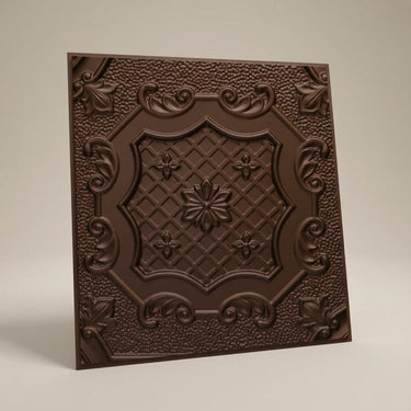 Natural Mocha - Persian Motifs - Brown - Decorative Ceiling Panel - 2 ft x 2 ft