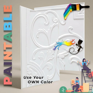 Palette Royal Grey - Baali Botanical - Silver, Grey - Decorative Ceiling Panel - 2 ft x 2 ft