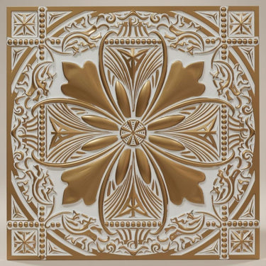 Patina Antique White - Baali Botanical - White, Beige - Decorative Ceiling Panel - 2 ft x 2 ft