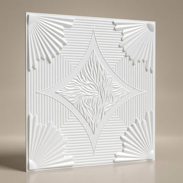 Classic Paintable - Baali Botanical - White - Decorative Ceiling Panel - 2 ft x 2 ft