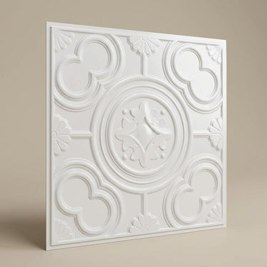Base Simple Paintable - Persian Motifs - White - Decorative Ceiling Panel - 2 ft x 2 ft