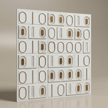 Antique White Glint - Greek Geometric - White, Beige - Decorative Ceiling Panel - 2 ft x 2 ft