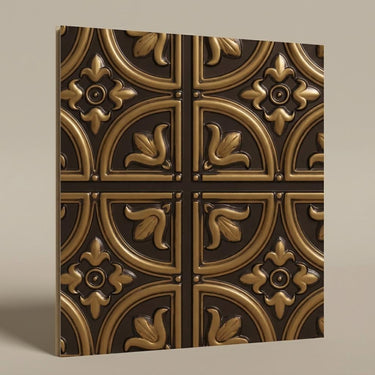 Forged Antique Gold - Baali Botanical - Gold, Brown - Decorative Ceiling Panel - 2 ft x 2 ft