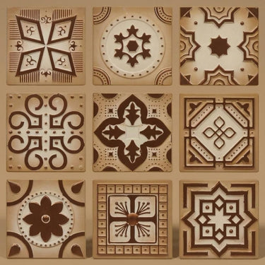 Inspire Sandstone - Persian Motifs - Beige, Brown - Decorative Ceiling Panel - 2 ft x 2 ft