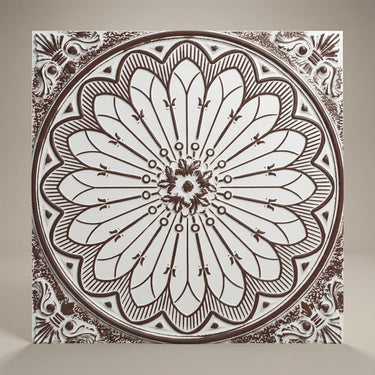 Deep Aqua Tin - Baali Botanical - Blue, Silver - Decorative Ceiling Panel - 2 ft x 2 ft