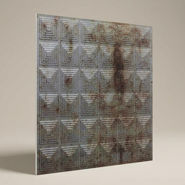 Classic Old Town Tin - Greek Geometric - Grey, Silver - Decorative Ceiling Panel - 2 ft x 2 ft