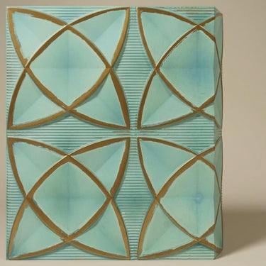 Vintage Tin Weathered - Greek Geometric - Blue, Silver - Decorative Ceiling Panel - 2 ft x 2 ft