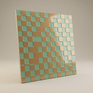 Dream Arabian Green - Greek Geometric - Green, Gold - Decorative Ceiling Panel - 2 ft x 2 ft