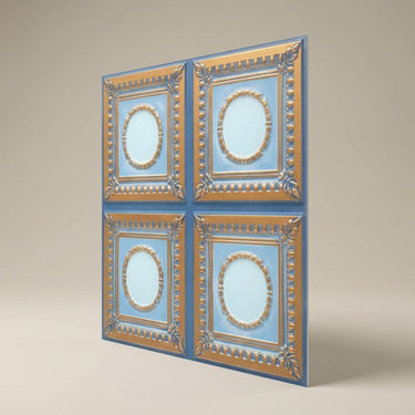 Deep Golden Swan - Persian Motifs - Gold, Yellow - Decorative Ceiling Panel - 2 ft x 2 ft