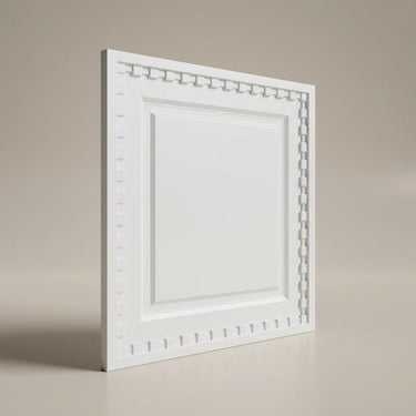 Paintable Snow - Greek Geometric - White - Decorative Ceiling Panel - 2 ft x 2 ft