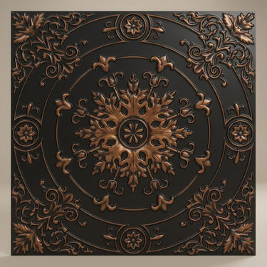 Antique Copper Brass - Baali Botanical - Copper, Bronze - Decorative Ceiling Panel - 2 ft x 2 ft