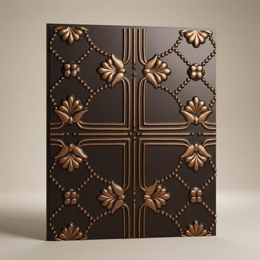 Polished Antique Copper - Baali Botanical - Copper, Bronze - Decorative Ceiling Panel - 2 ft x 2 ft