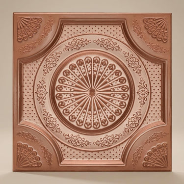 Deep Sandstone - Baali Botanical - Beige, Brown - Decorative Ceiling Panel - 2 ft x 2 ft