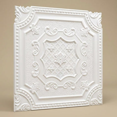 Paintable Marble - Persian Motifs - White - Decorative Ceiling Panel - 2 ft x 2 ft