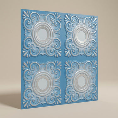 Mosaic Blue Dove - Baali Botanical - Blue, Grey - Decorative Ceiling Panel - 2 ft x 2 ft