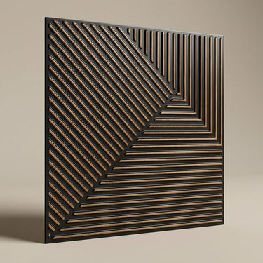 Traditional Antique Teakwood - Greek Geometric - Brown, Bronze - Decorative Ceiling Panel - 2 ft x 2 ft