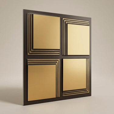 Antique Gold Silver - Greek Geometric - Gold, Brown - Decorative Ceiling Panel - 2 ft x 2 ft