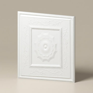Minimal Paintable - Baali Botanical - White - Decorative Ceiling Panel - 2 ft x 2 ft