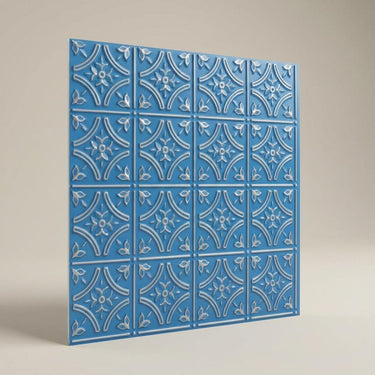 Prism Blue Dove - Moraccan Meshwork - Blue, Grey - Decorative Ceiling Panel - 2 ft x 2 ft