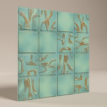 Legacy Vintage Tin - Moraccan Meshwork - Blue, Silver - Decorative Ceiling Panel - 2 ft x 2 ft