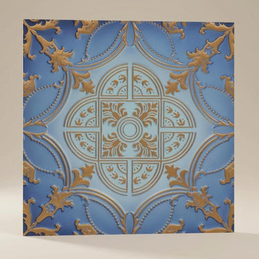 Geometric Golden Swan - Persian Motifs - Gold, Yellow - Decorative Ceiling Panel - 2 ft x 2 ft