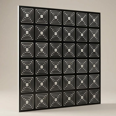 Antique Silver Tarnished - Greek Geometric - Silver, Grey - Decorative Ceiling Panel - 2 ft x 2 ft