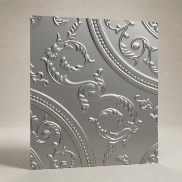 Solid Silver - Persian Motifs - Silver - Decorative Ceiling Panel - 2 ft x 2 ft