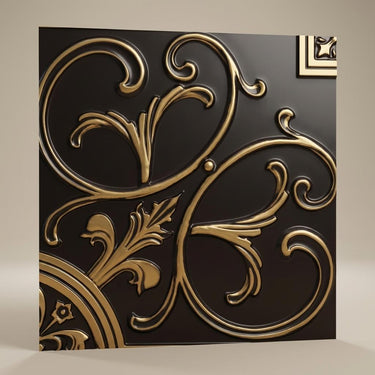 Timeless Antique Gold - Baali Botanical - Gold, Brown - Decorative Ceiling Panel - 2 ft x 2 ft