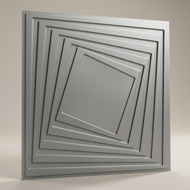 Vivid Silver - Greek Geometric - Silver - Decorative Ceiling Panel - 2 ft x 2 ft