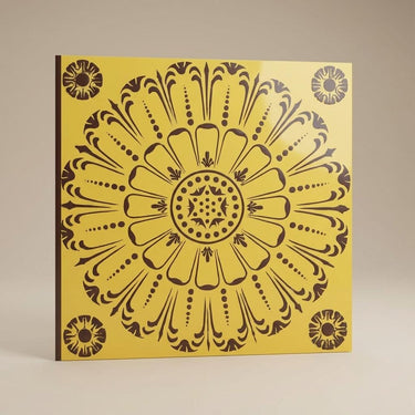 Canvas Sunny Brown - Baali Botanical - Brown, Orange - Decorative Ceiling Panel - 2 ft x 2 ft