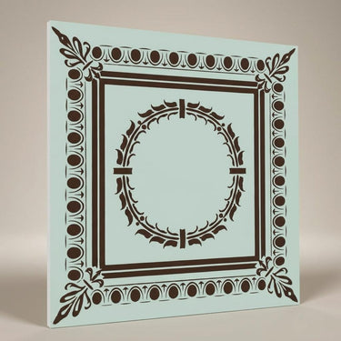 Contemporary Aqua Tin - Persian Motifs - Blue, Silver - Decorative Ceiling Panel - 2 ft x 2 ft